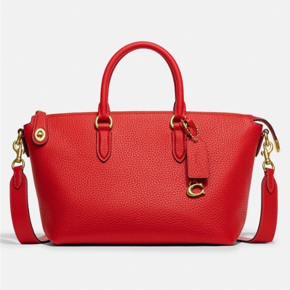 NWT COACH Cara Satchel Sport Red Leather Shoulder Crossbody Bag